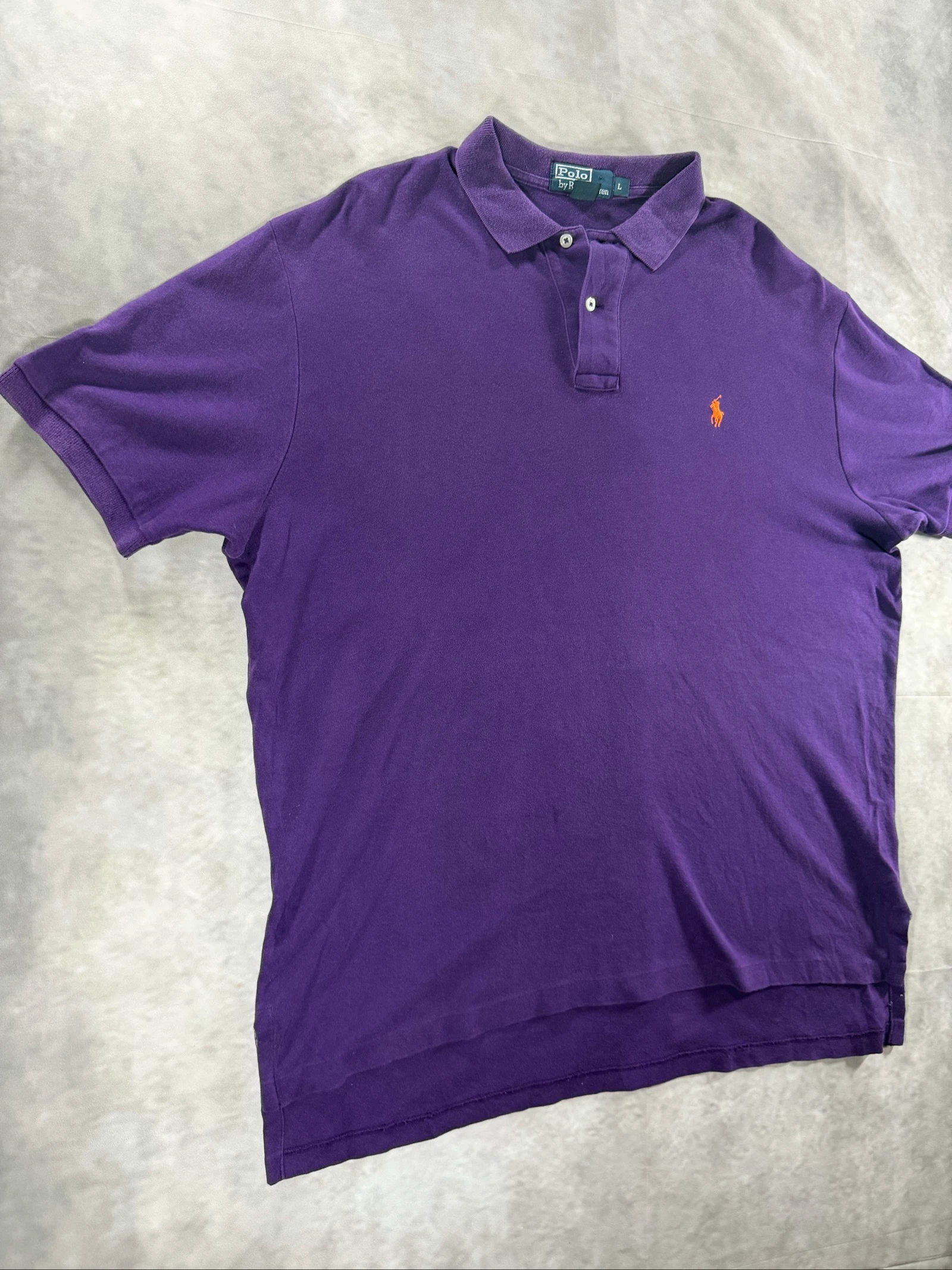 Polo Ralph Lauren Polo violet Orange Pony Taille L Coton vintage Classique Preppy – photo 5